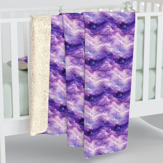 Purple Waves Sherpa Fleece Blanket - Ocean Waves Purple Blanket