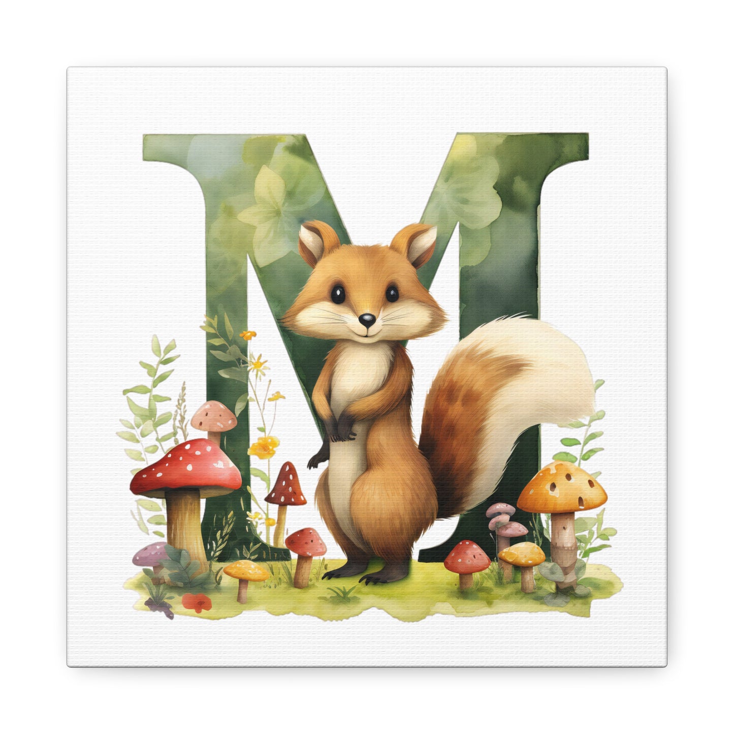 woodland animal alphabet canvas letter m