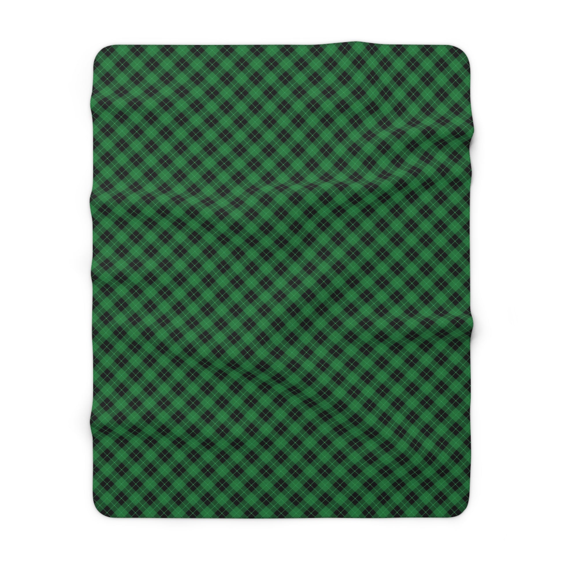 dark green plaid sherpa blanket, halloween green plaid sherpa blanket