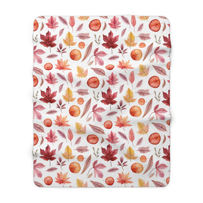 Autumn Floral Sherpa Fleece Blanket - Fall Floral Red Sherpa