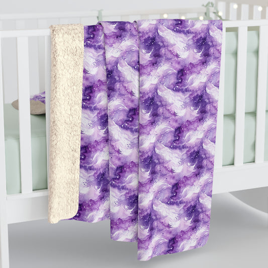 Ocean Wave Purple Sherpa Blanket - Purple Waves Sherpa Blanket