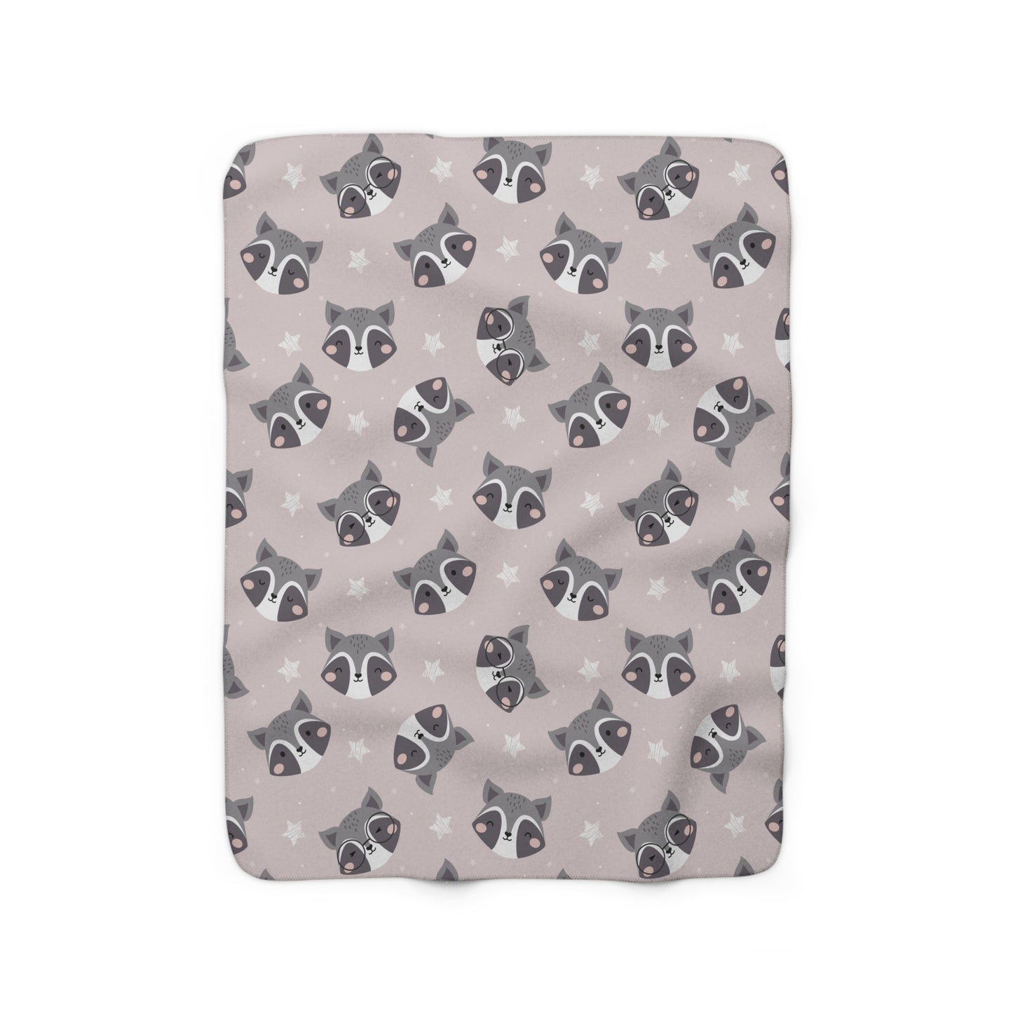Pink Raccoon Sherpa Fleece Blanket - Baby Raccoon Sherpa Blanket