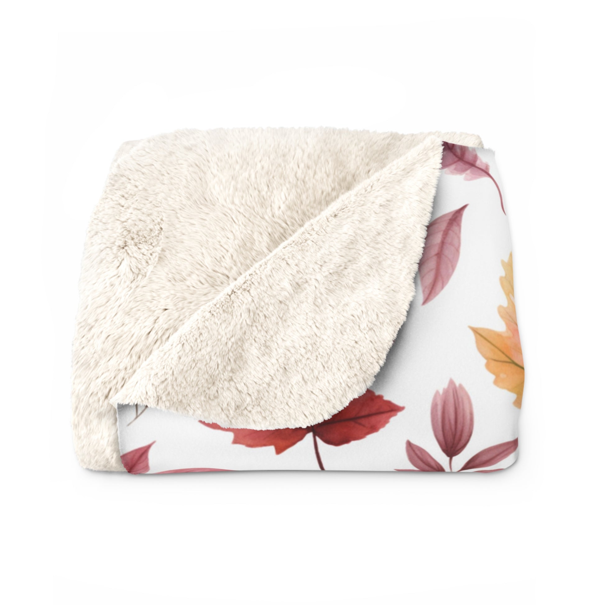 Autumn Floral Sherpa Fleece Blanket - Fall Floral Red Sherpa