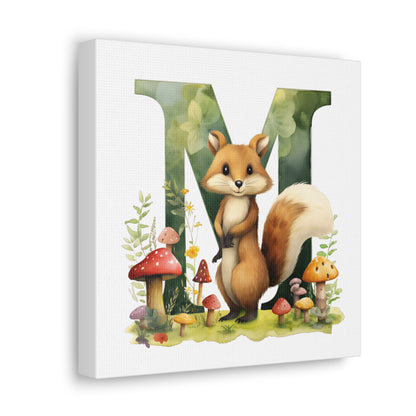 woodland animal alphabet canvas letter m