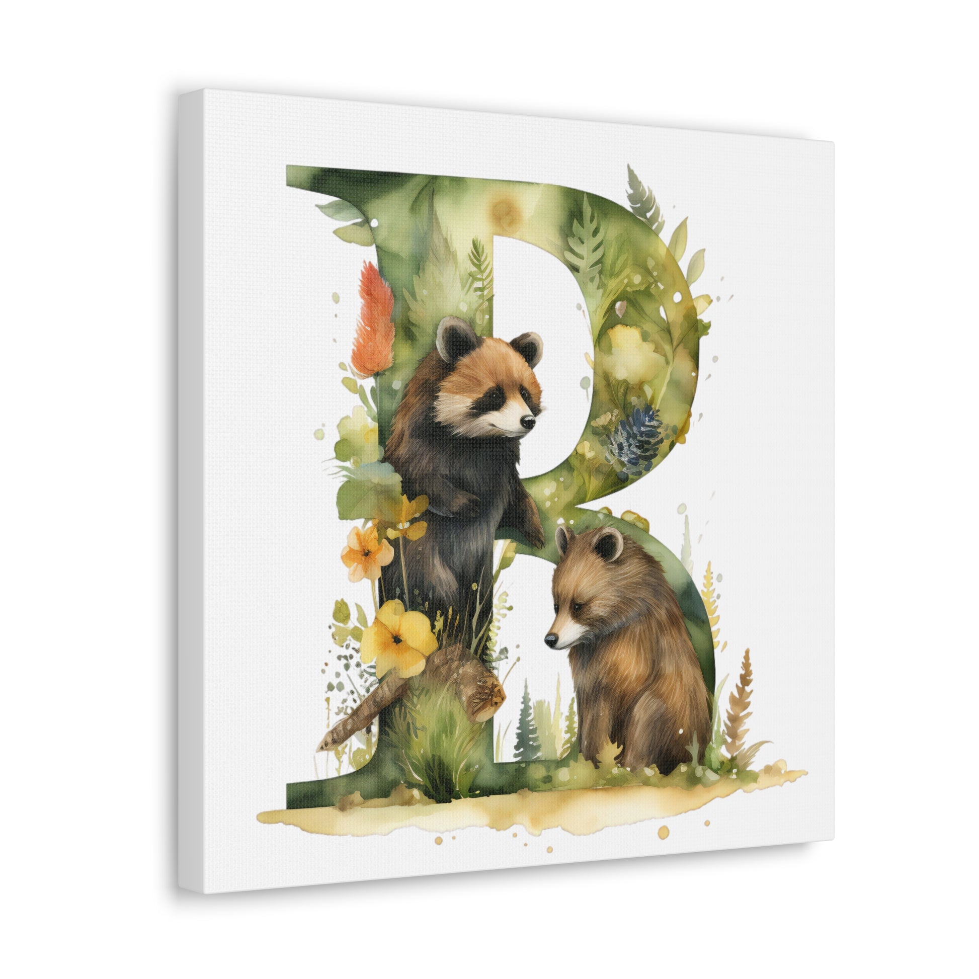 woodland animal alphabet canvas letter b