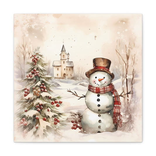 Old Fashioned Christmas Snowman Canvas - Snowman Canvas