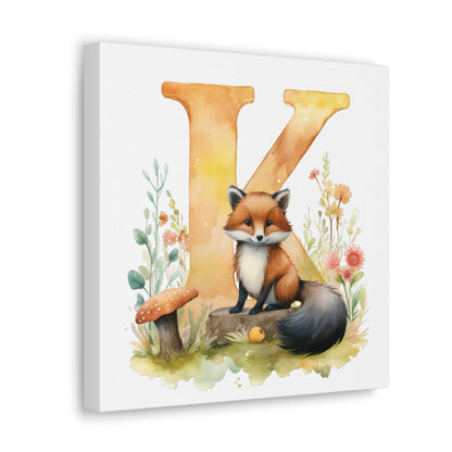 woodland animal alphabet canvas letter k