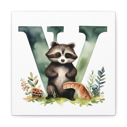 woodland animal alphabet canvas letter w