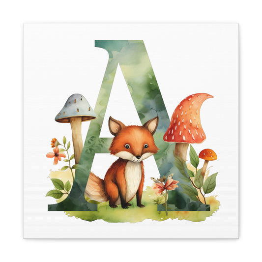 woodland animal alphabet canvas letter a