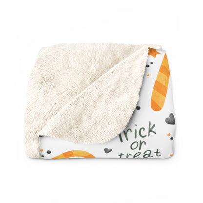 Halloween Candy Sherpa Blanket - Orange Trick or Treat Blanket