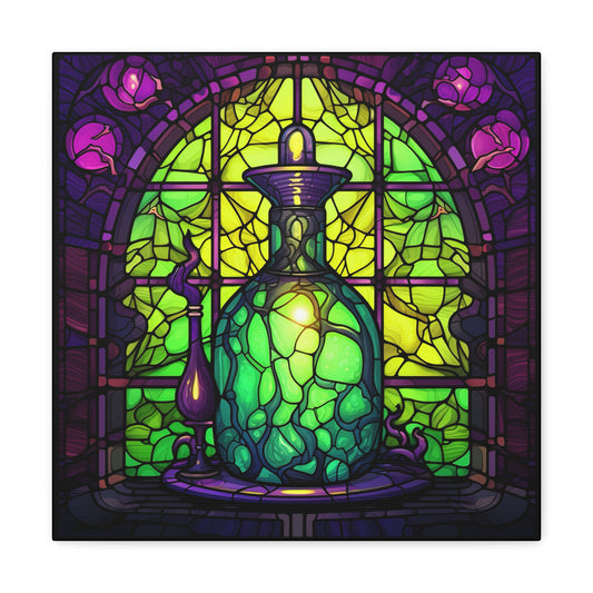 Halloween Stained Glass Canvas - Chilling Green Potions Halloween Canvas