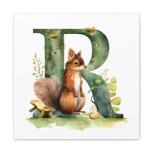 woodland animal alphabet canvas letter r