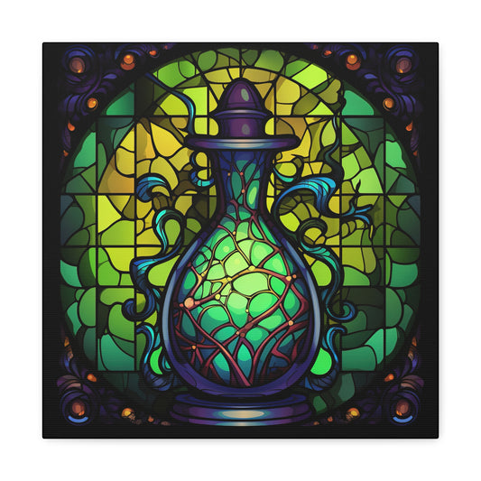 Halloween Stained Glass Canvas - Creepy Green Potion Canvas Decor
