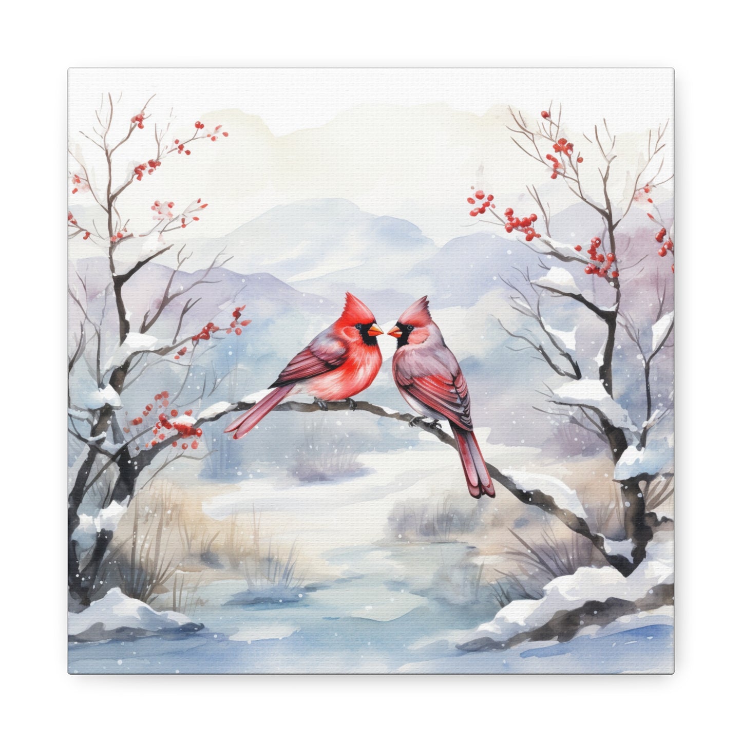 Snowy River Red Cardinal Canvas - Cardinals on Branch Canvas Decor