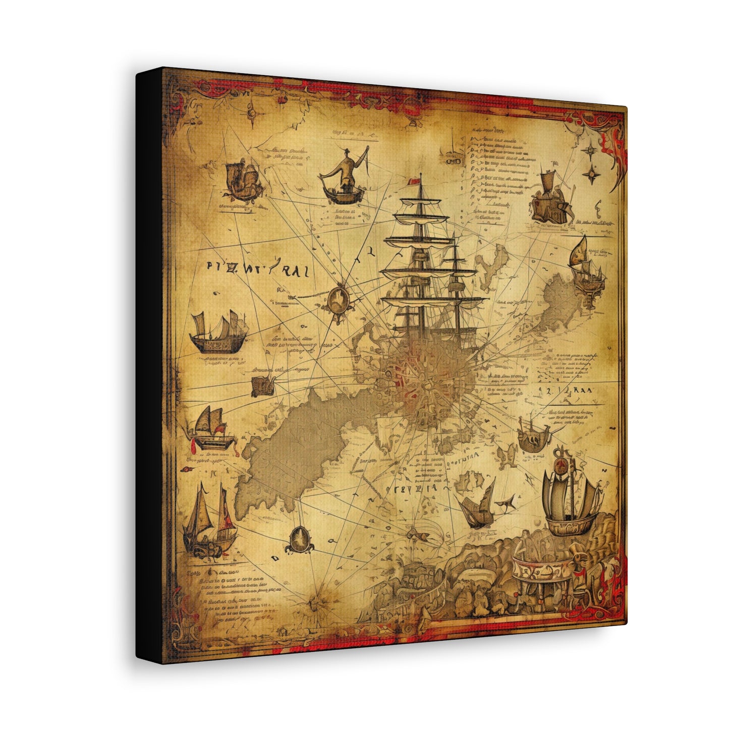 Maritime Map Canvas Print - Nautical Map Canvas Wall Hanging