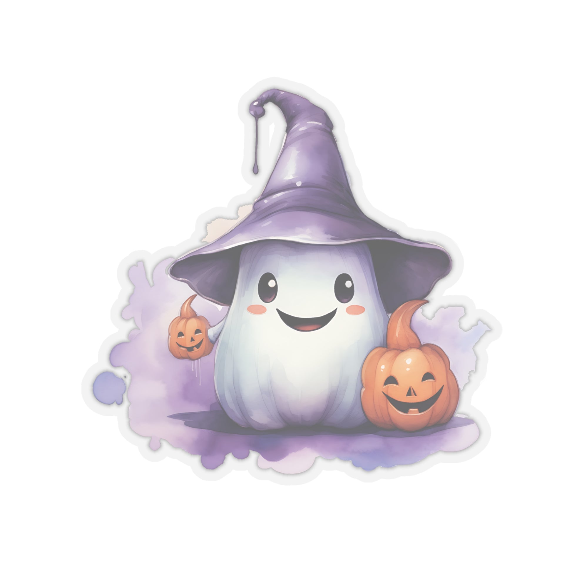 Happy Halloween Ghost Sticker - Spooky Watercolor Ghost Sticker