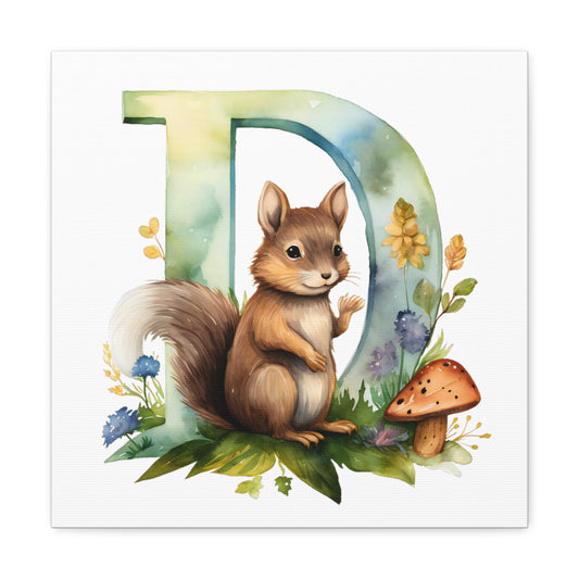 woodland animal alphabet canvas letter d