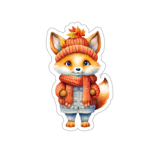 Cozy Fall Fox Sticker - Autumn Leaves Fox Sticker