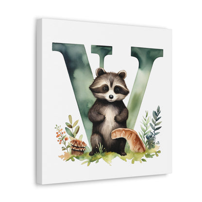 woodland animal alphabet canvas letter w