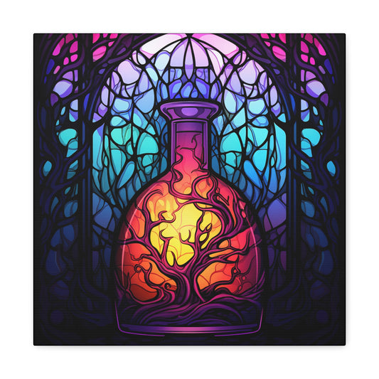 Halloween Stained Glass Canvas - Brewing Potions Canvas Wall Decor