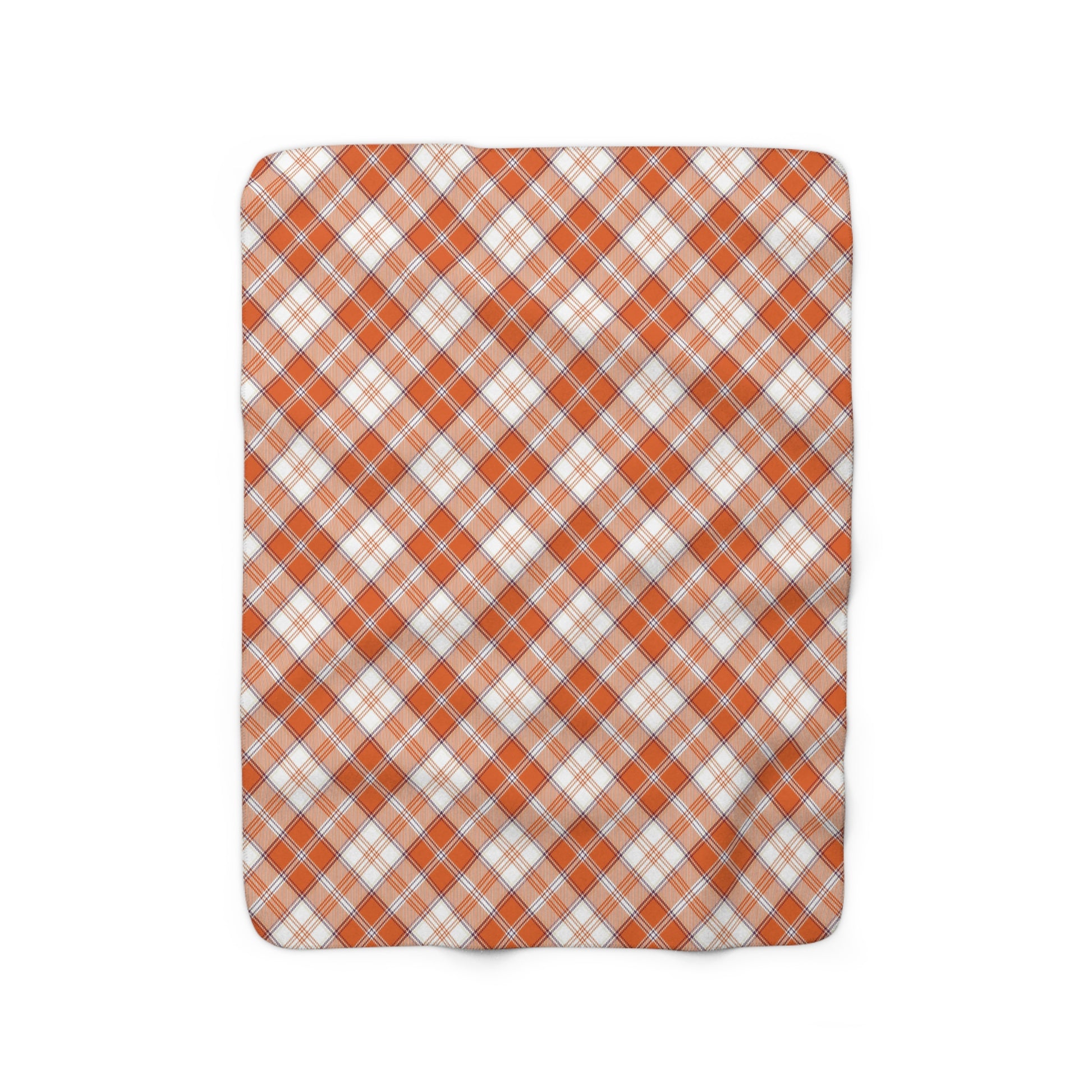 orange plaid sherpa blanket, orange plaid fleece blanket, orange plaid fall theme sherpa blanket