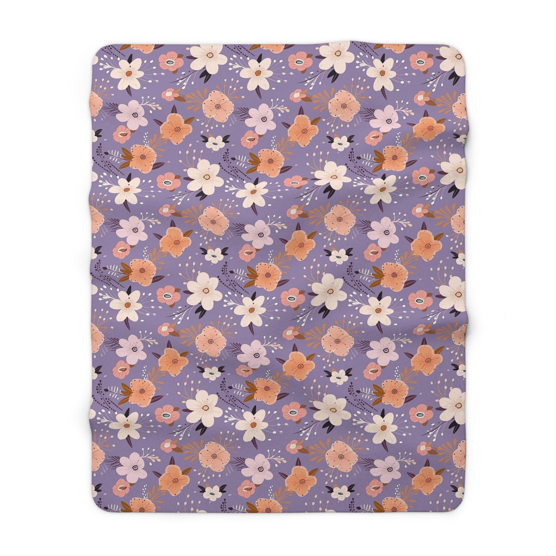 Purple Watercolor Sherpa Fleece Blanket - Purple Floral Sherpa Blanket