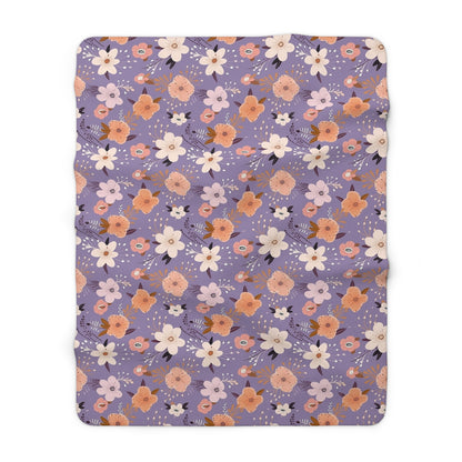 Purple Watercolor Sherpa Fleece Blanket - Purple Floral Sherpa Blanket