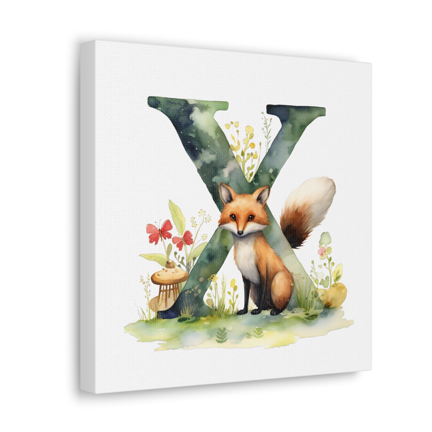 woodland animal alphabet canvas letter x