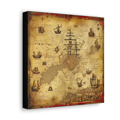 Maritime Map Canvas Print - Nautical Map Canvas Wall Hanging