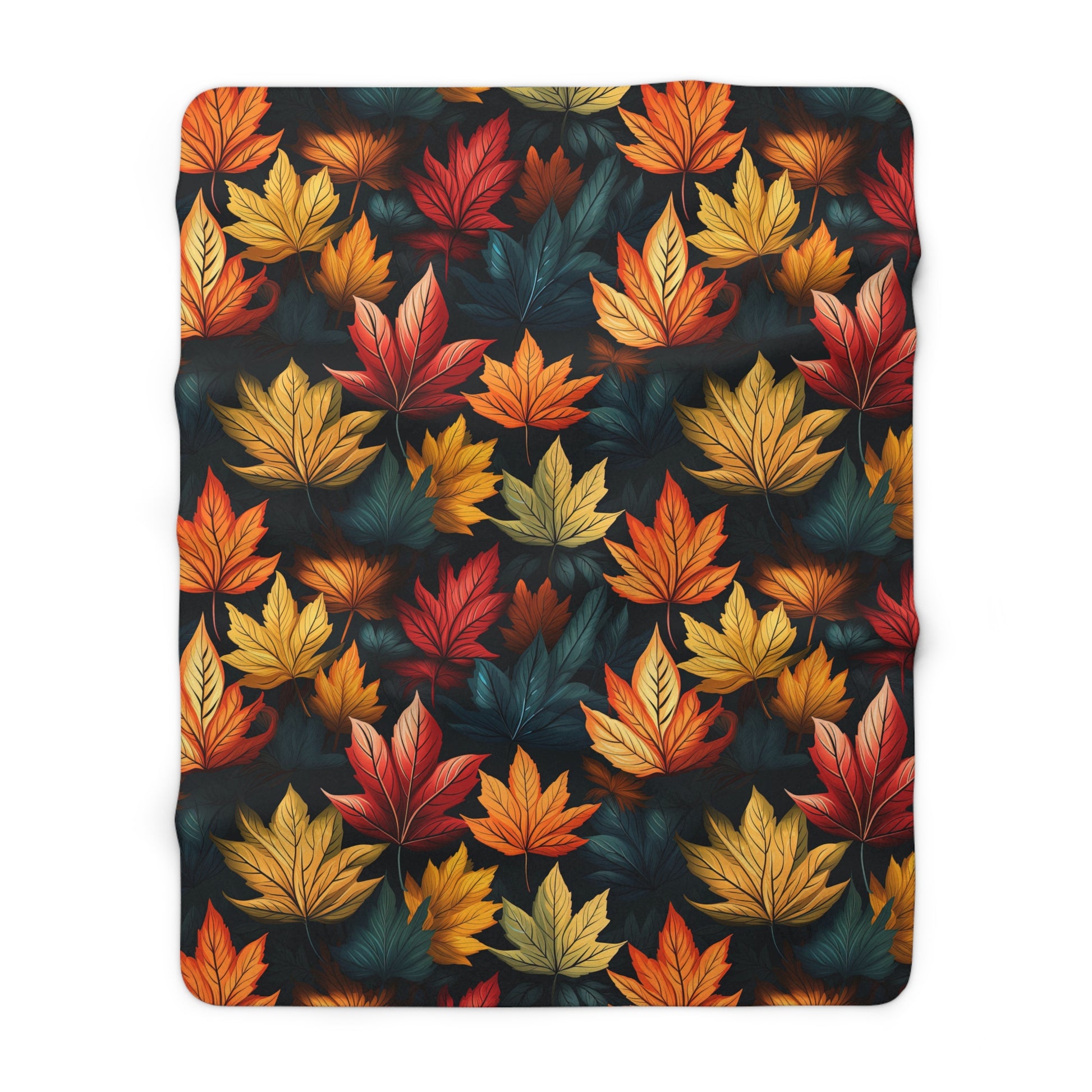 fall leaves sherpa blanket, autumn leaves pattern fleece blanket