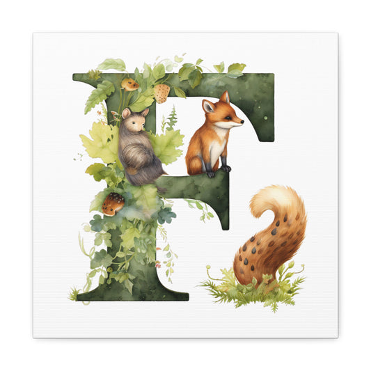 woodland animal alphabet canvas letter f