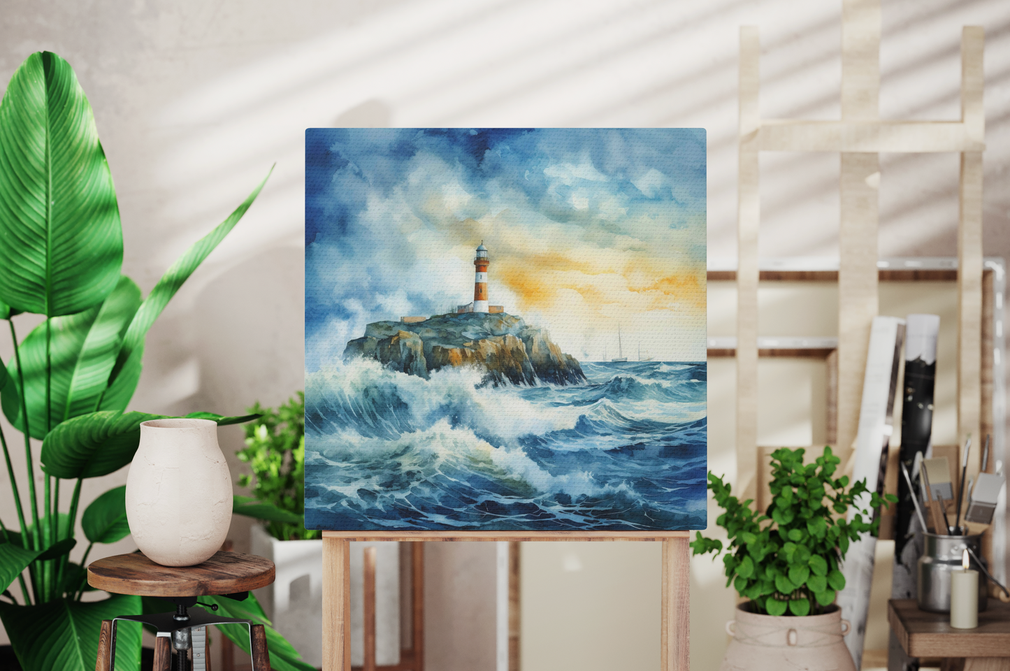 lighthouse canvas wall decor, coastal lighthouse wall art print