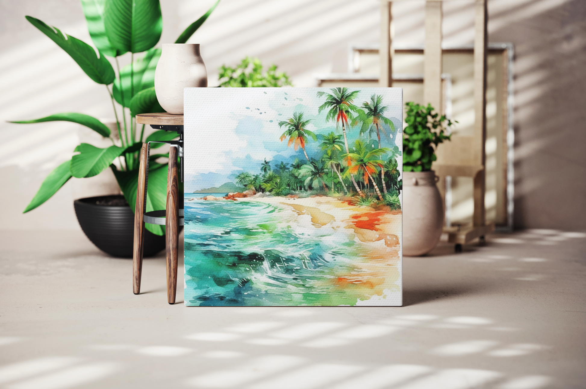 tropical beach canvas art, beach canvas wall decor