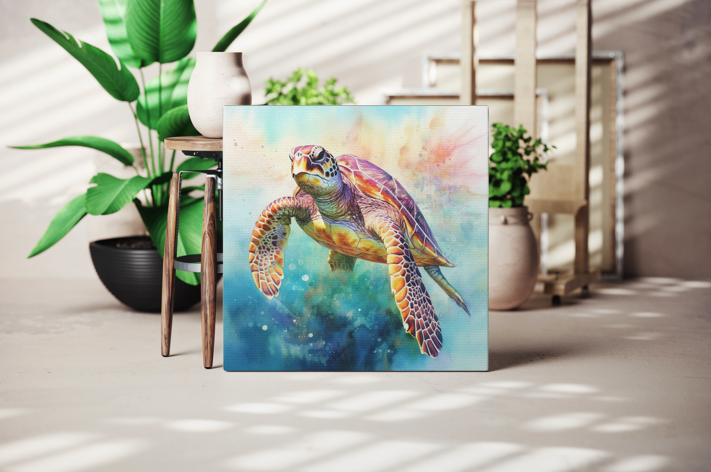 ocean turtle canvas art print, turtle canvas wall decor