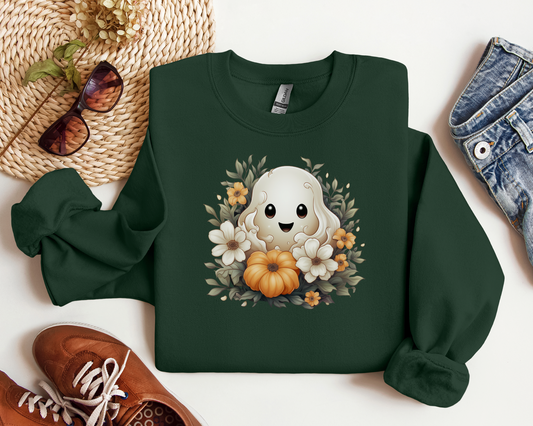 Halloween Ghost Sweatshirt - Ghost Pumpkin Halloween Sweatshirt