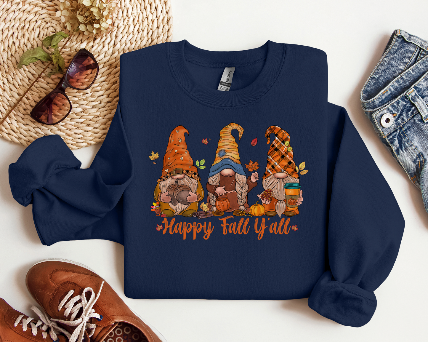Happy Fall Ya'll Gnome Sweatshirt - Autumn Gnome Sweatshirt