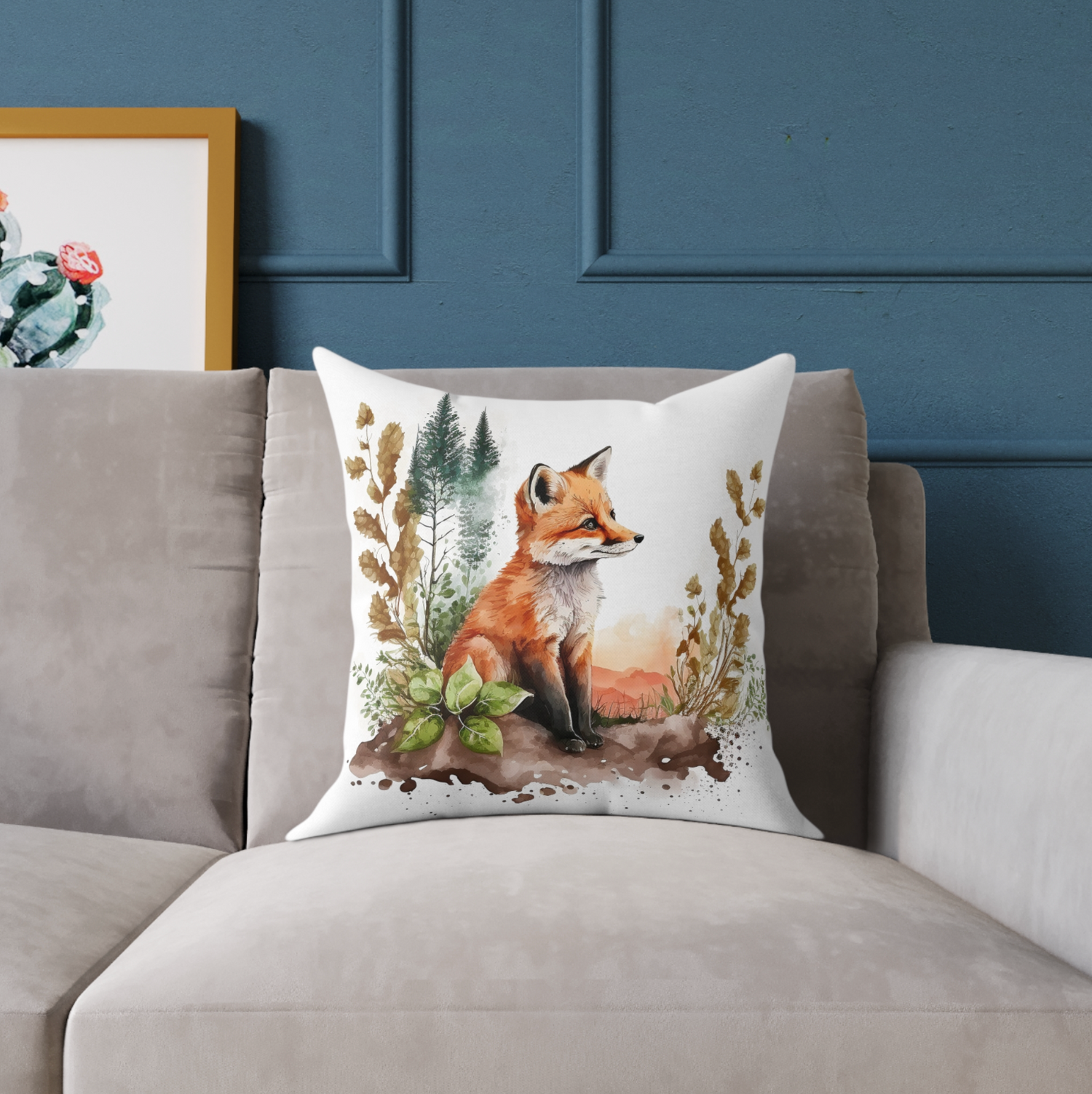 fox pillow, fox theme throw pillow, fox pattern couch pillow, fox room decor accent pillow