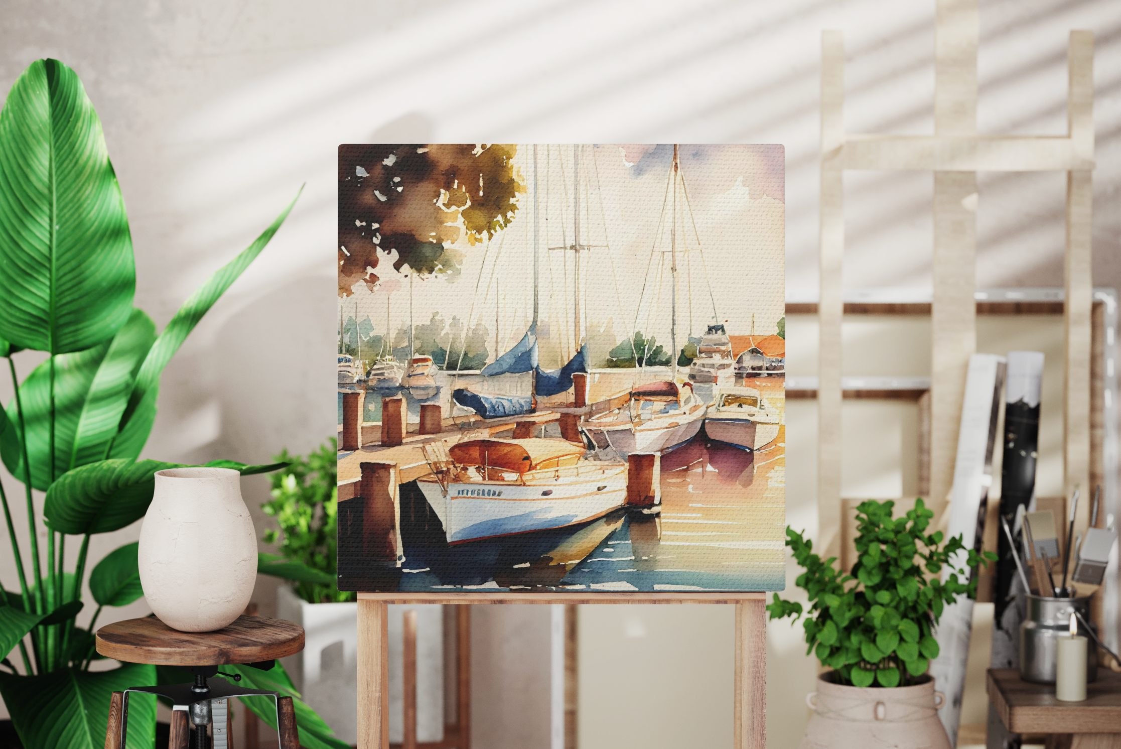 sailboat canvas art, boats on the water art print, nautical theme room with sailboat canvas decor