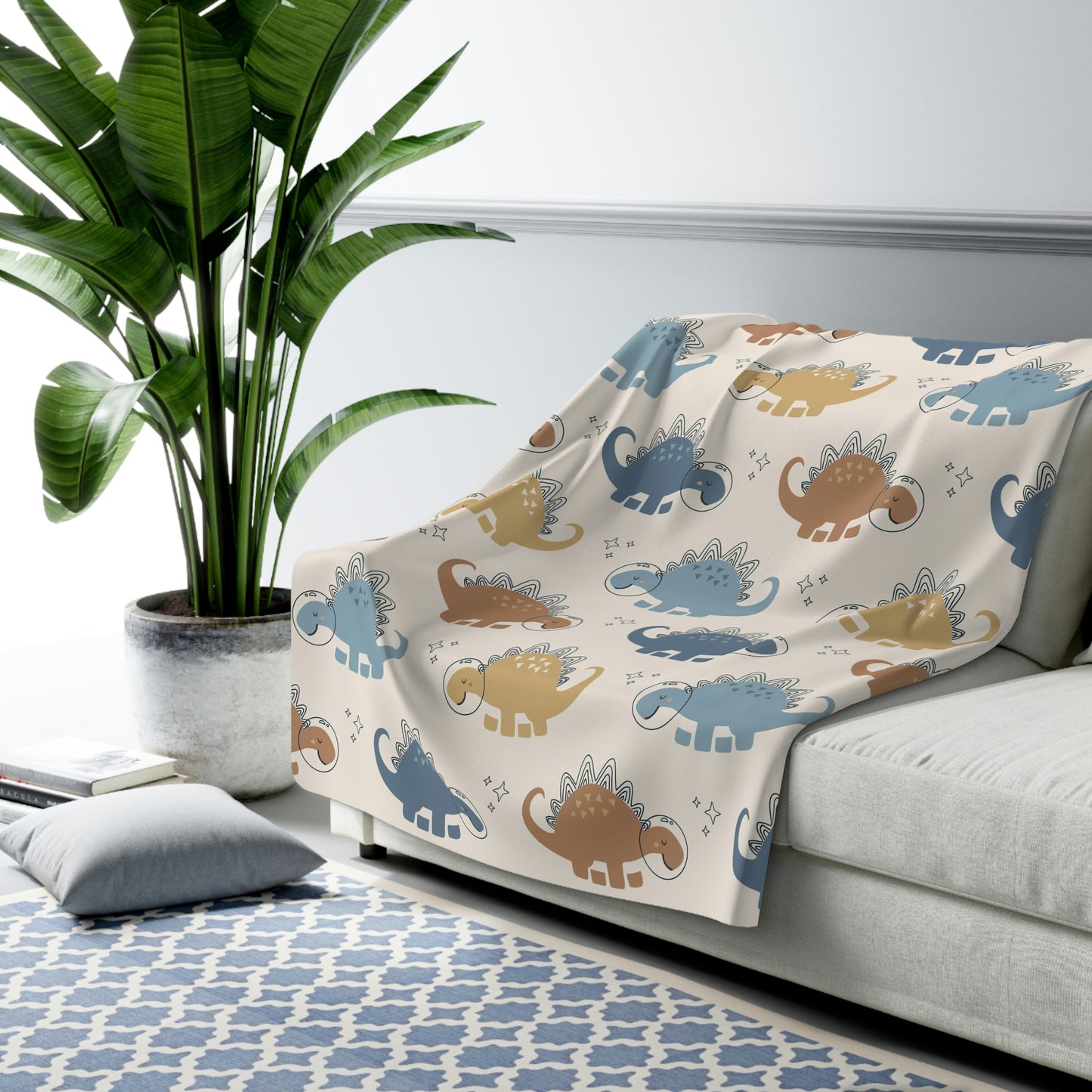 space dinosaur sherpa blanket, sherpa blanket with dinosaur pattern for kids room
