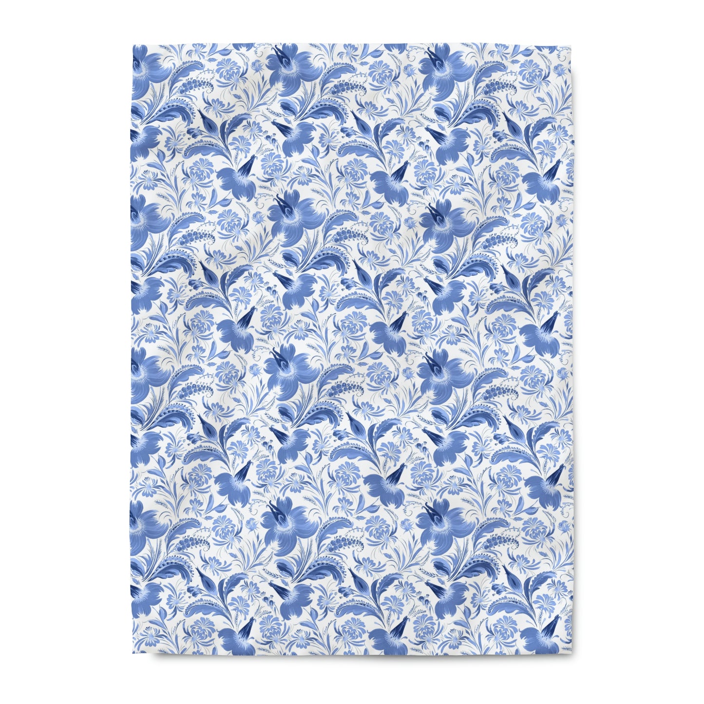 Blue Floral paisley Pattern Duvet Cover lying on a bed, microfiber duvet cover bedroom accent