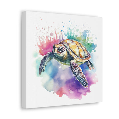 swimming sea turtle canvas art, ocean turtle canvas wall decor