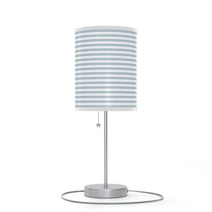 blue stripe nursery table lamp, light blue baby nursery lamp