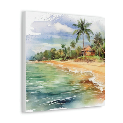 tropical beach island canvas art print, beach canvas wall decor