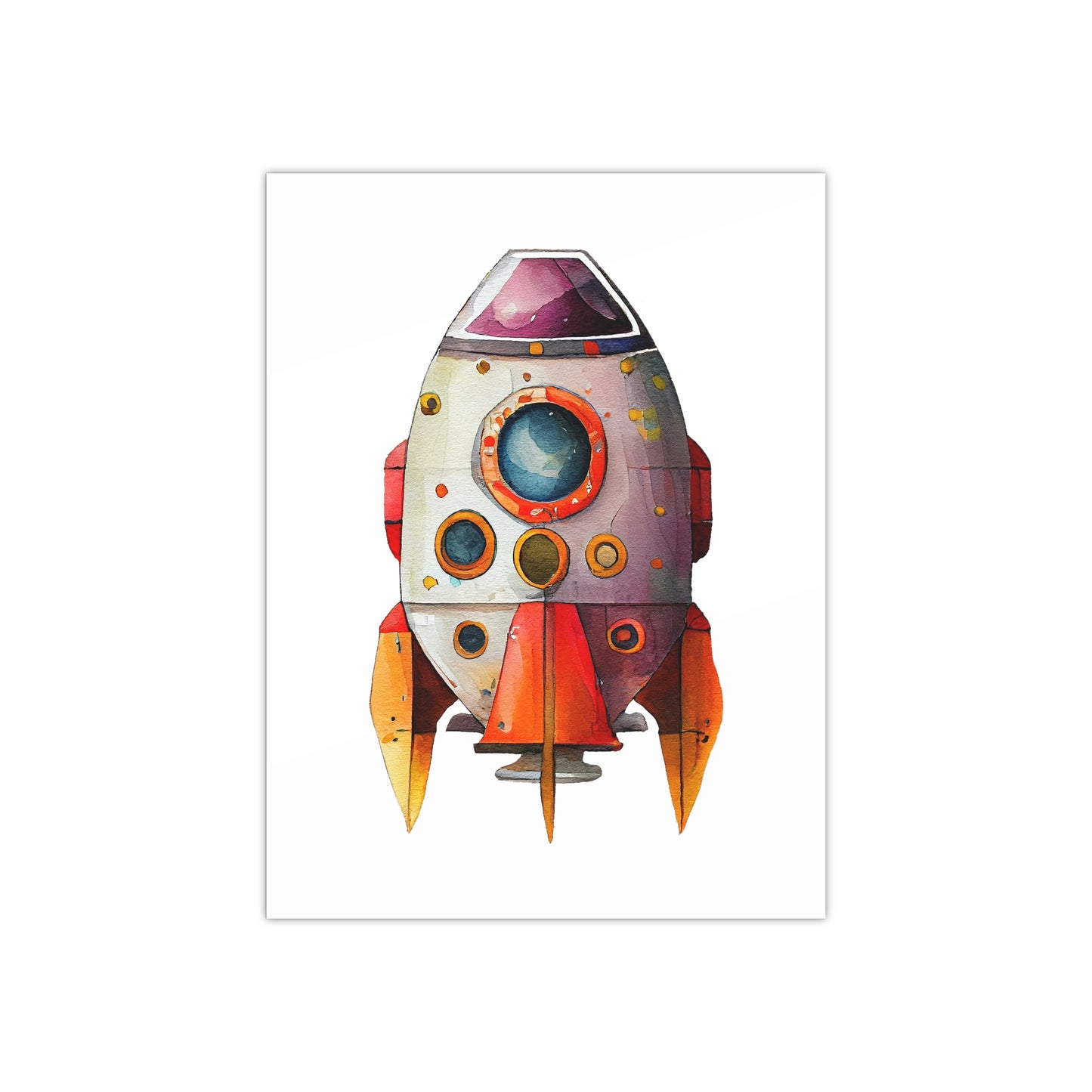rocket ship poster wall art, space theme poster 