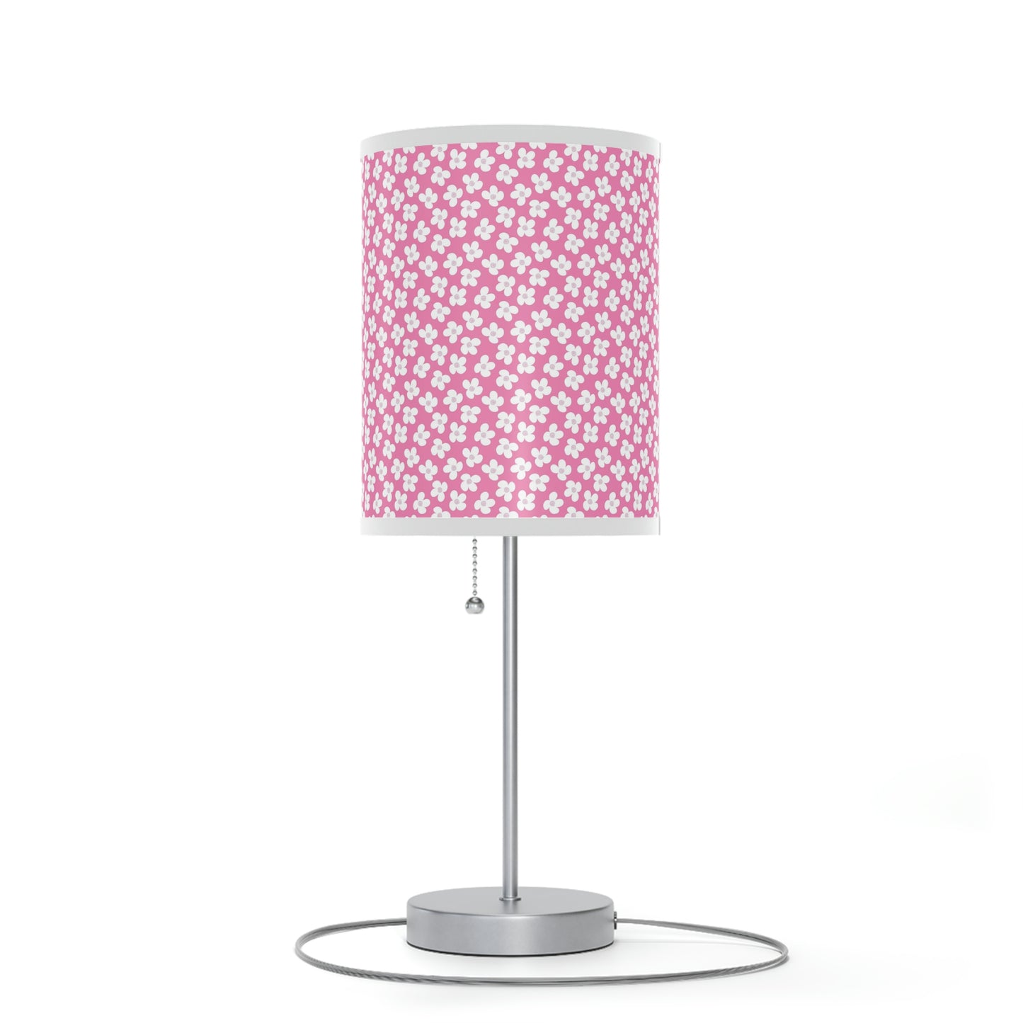 pink floral nursery table lamp, pink floral baby nursery lamp