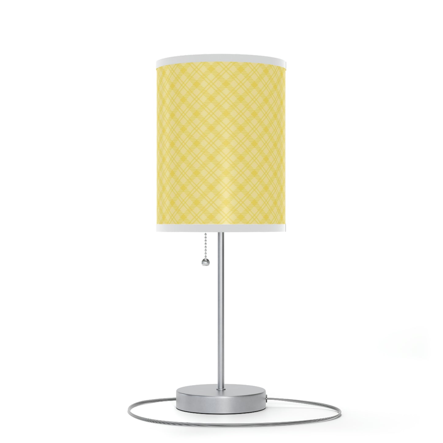 yellow plaid nursery table lamp, bright yellow plaid baby nursery lamp