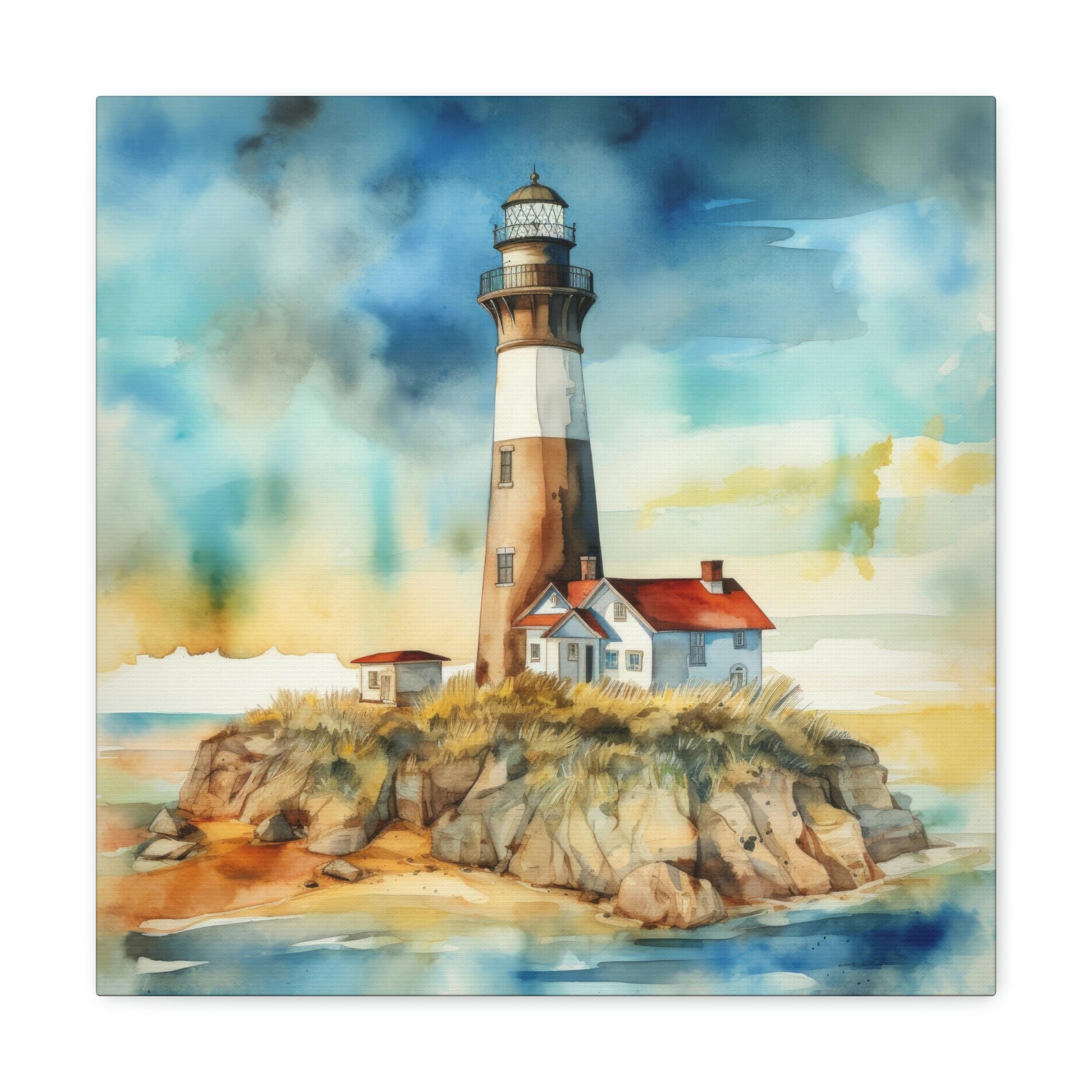 lighthouse canvas wall decor, lighthouse theme wall art for nautical theme room, coastal lighthouse canvas art print