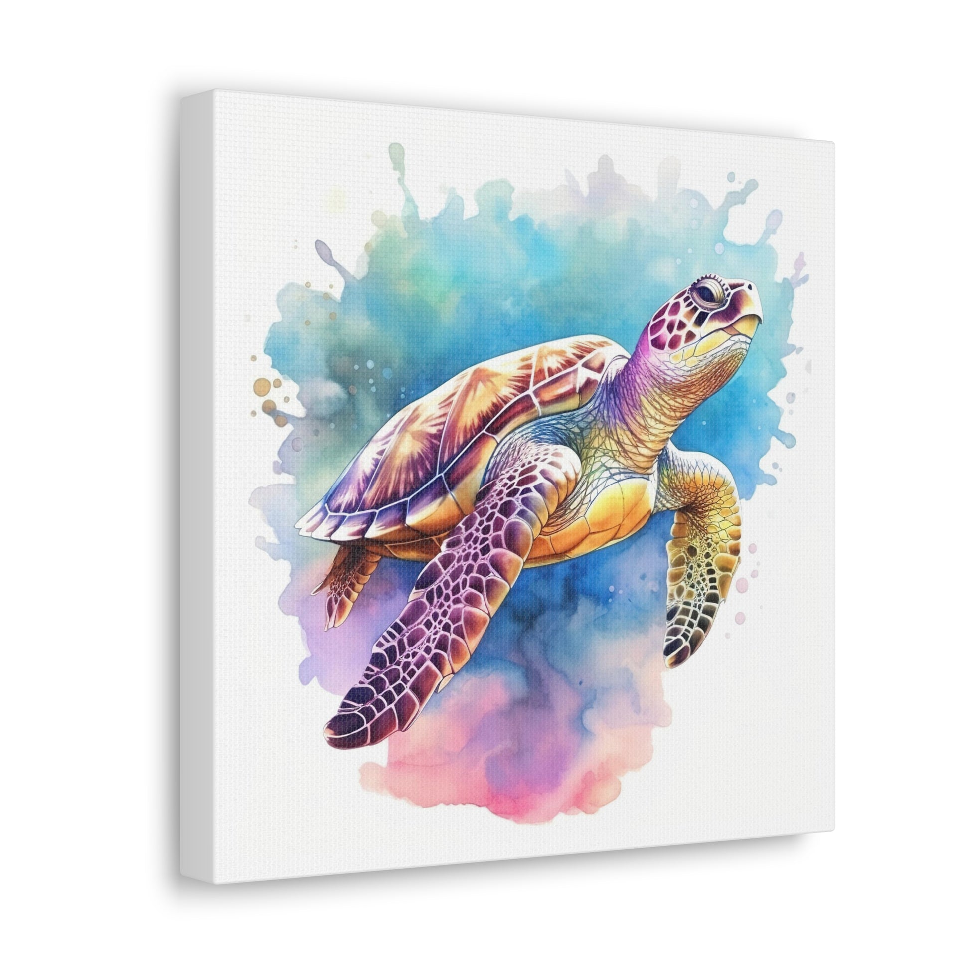 watercolor splash sea turtle canvas wall art print, sea turtle canvas wall decor