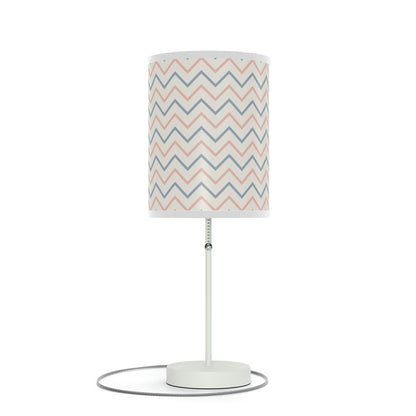 blue and coral pattern nursery table lamp, coral and blue pattern baby nursery lamp