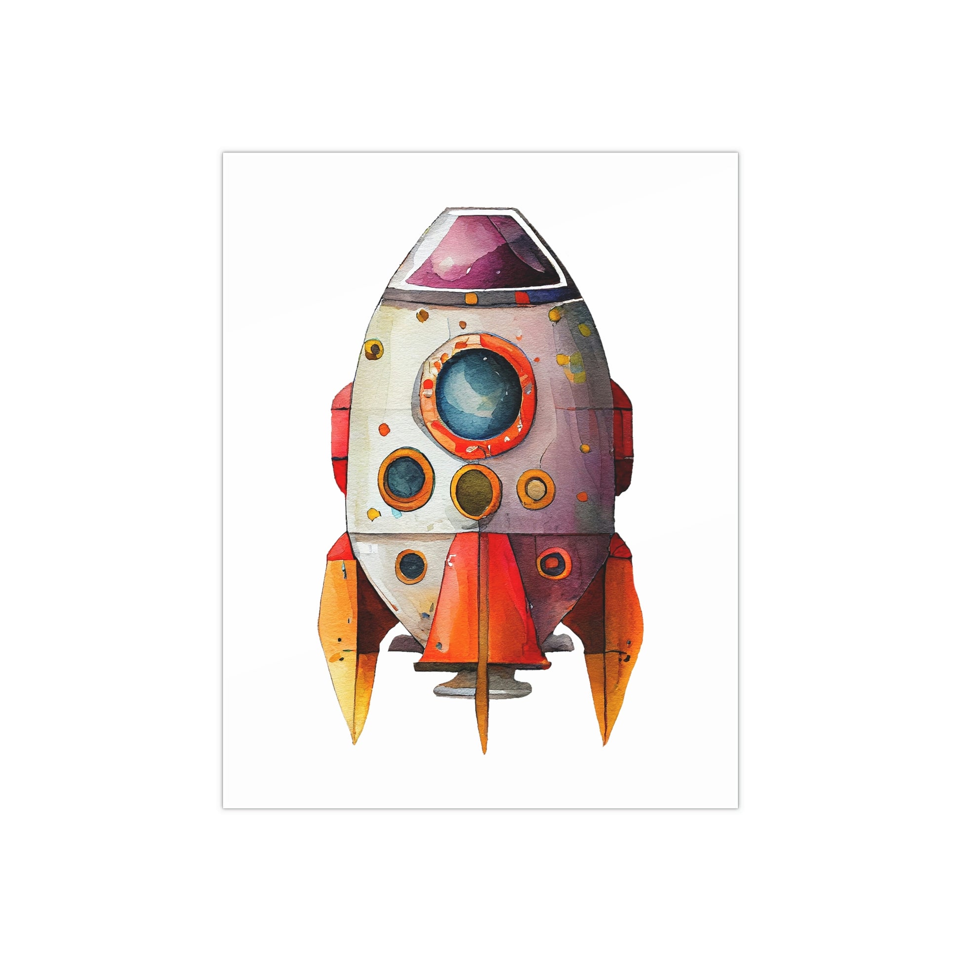rocket ship poster wall art, space theme poster 